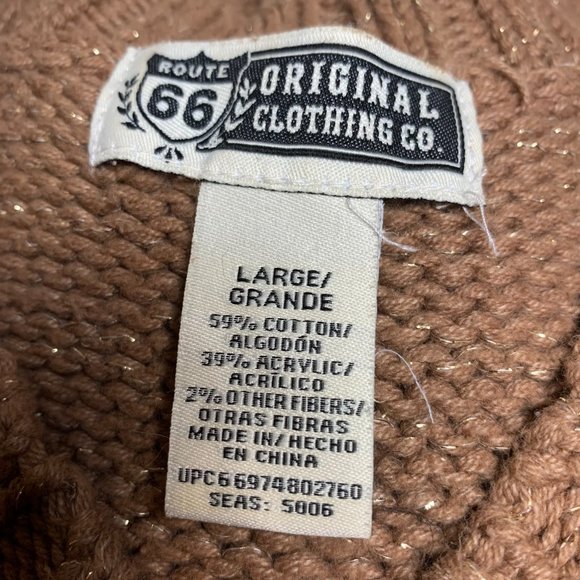 Route 66 Original Clothing Co. Sweater Womens Cable Knit V-Neck Pullover Large B - Picture 8 of 8